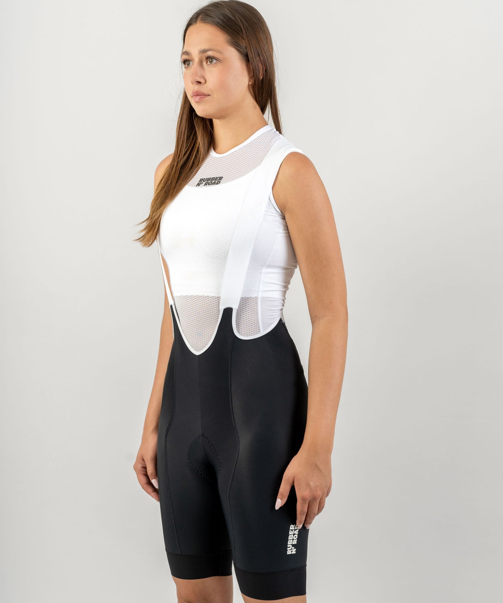 Women's Uniform Bib Shorts - Black/White - RUBBER N' ROAD