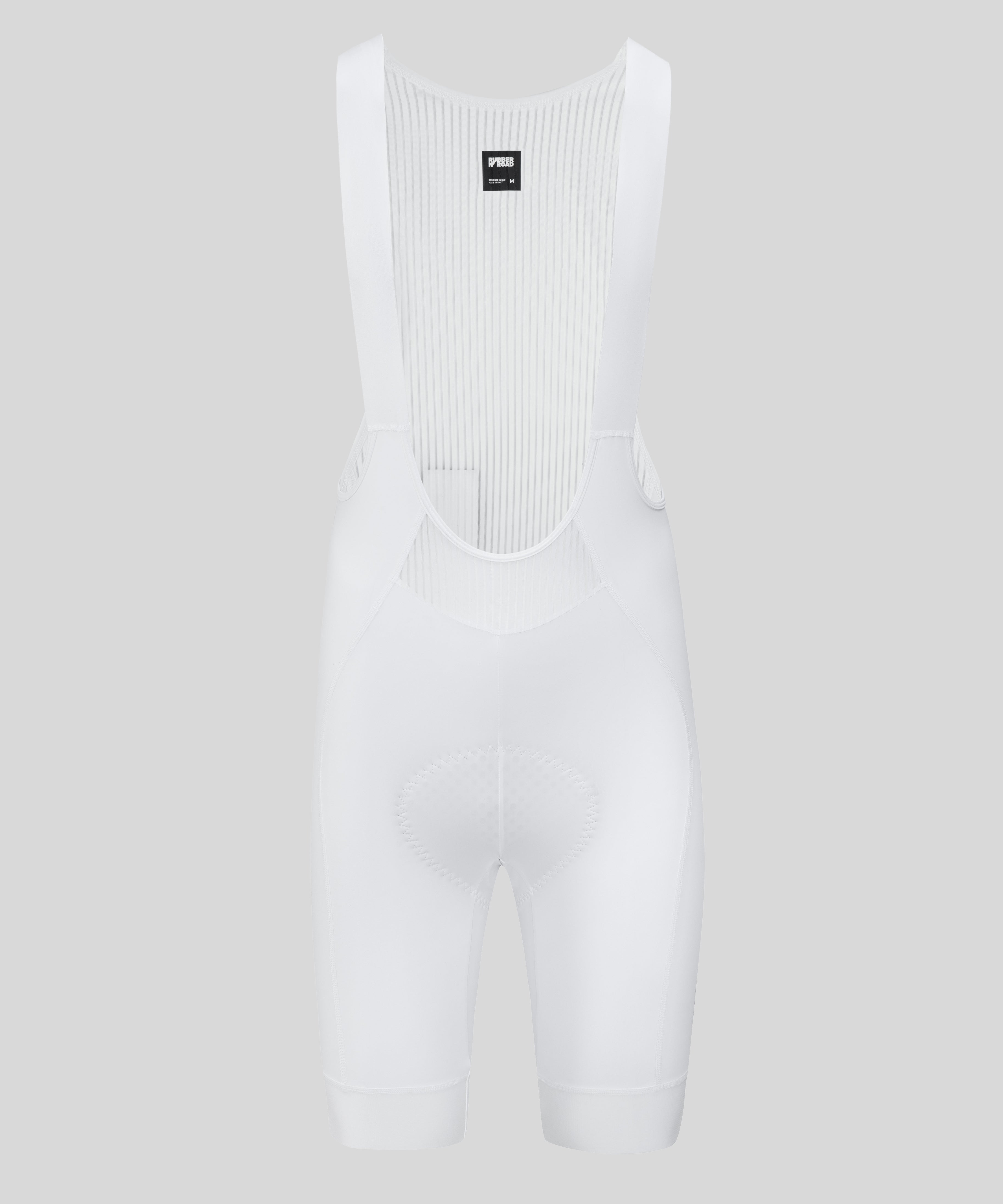 Women's Uniform Bib Shorts - White/Black - RUBBER N' ROAD